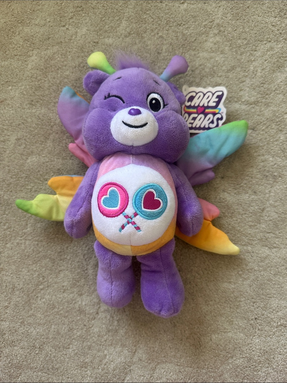 Care Bears Purple Plush with Rainbow Wings and Heart-Eye Belly